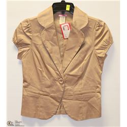 SIZE SMALL BEIGE CAP SLEEVE JACKET