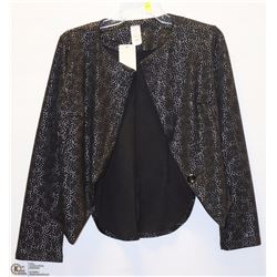 SIZE SMALL BLACK/SILVER LONG SLEEVE BLAZER
