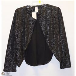 SIZE MEDIUM BLACK/SILVER LONG SLEEVE BLAZER