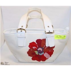 WHITE FLORAL DESIGN HAND BAG