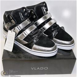 BLACK & SILVER MENS HIGH TOP SNEAKERS SIZE 12 BY