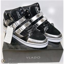 BLACK & SILVER MENS HIGH TOP SNEAKERS SIZE 12 BY