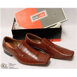 MENS BROWN LEATHER SLIP ON DRESS SHOES