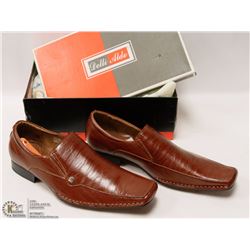 MENS BROWN LEATHER SLIP ON DRESS SHOES