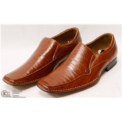 MENS BROWN LEATHER SLIP ON DRESS SHOES
