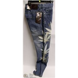 MUKA JEANS 34 STRAIGHT LEG MENS WITH CANNABIS