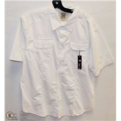 MENS SIZE XLARGE WHITE SHORT SLEEVE BUTTON