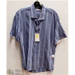 MENS SIZE 2 XLARGE BLUE SHORT SLEEVE BUTTON