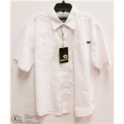 MENS SIZE XLARGE WHITE SHORT SLEEVED BUTTON