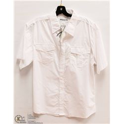 MENS SIZE LARGE WHITE SHORT SLEEVED BUTTON