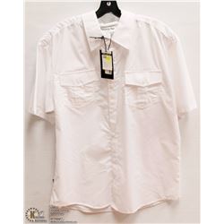 MENS SIZE XLARGE WHITE SHORT SLEEVED BUTTON