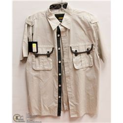 MENS SIZE MEDIUM GREY SHORT SLEEVED BUTTON DOWN