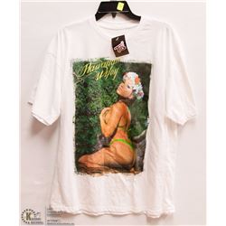 MENS SIZE LARGE TITS HAWAIIAN WHITE T-SHIRT
