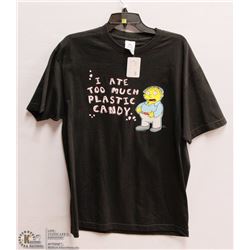 MENS SIZE LARGE RALPH WIGGAM "I ATE TO MUCH CANDY"