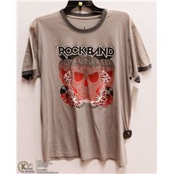 MENS SIZE LARGE ROCKBAND GREY T-SHIRT
