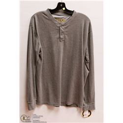 MENS SIZE XLARGE GREY HENLEY WAFFLE TEXTURE