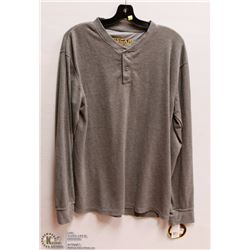 MENS SIZE LARGE GREY HENLEY WAFFLE TEXTURE