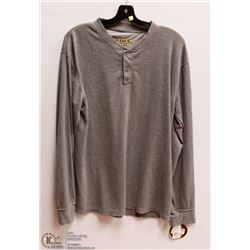 MENS SIZE XLARGE GREY HENLEY WAFFLE TEXTURE