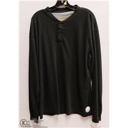 MENS SIZE 2 XLARGE BLACK HENLEY WAFFLE TEXTURE