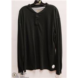 MENS SIZE 2 XLARGE BLACK HENLEY WAFFLE TEXTURE