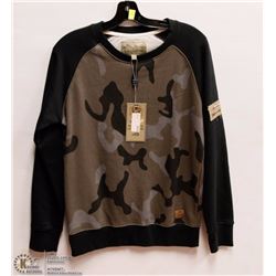 MENS SIZE MEDIUM BLACK AND CAMO SWEATSHIRT