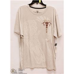 MENS SIZE 3 XLARGE REBELS REIGN TAN T-SHIRT