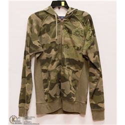 MENS SIZE SMALL GREEN CAMO ZIP UP HOODIE WITH