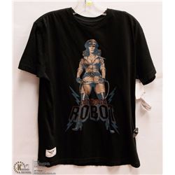 MENS SIZE 2 XLARGE CORD BOARD ROBOT BLACK T-SHIRT