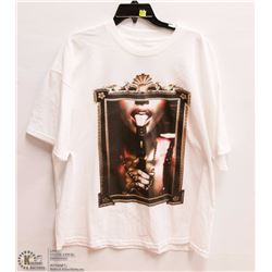 MENS SIZE 2 XLARGE TITS BRAND GIRL WITH GUN WHITE