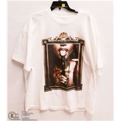 MENS SIZE LARGE TITS BRAND GIRL WITH GUN WHITE