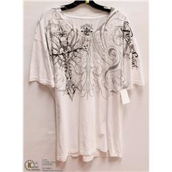 MENS SIZE 2 XLARGE REBEL SAINTS V NECK GRAPHIC