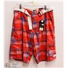Image 1 : MENS SIZE 32 PAIR OF RED PLAID SHORTS