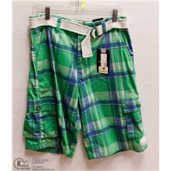 MENS SIZE 30 PAIR OF GREEN/BLUE PLAID SHORTS