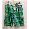 Image 1 : MENS SIZE 30 PAIR OF GREEN/BLUE PLAID SHORTS