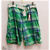 Image 1 : MENS SIZE 32 PAIR OF GREEN/BLUE PLAID SHORTS
