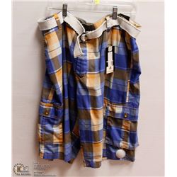 MENS SIZE 42 PAIR OF BLUE/ORANGE PLAID SHORTS
