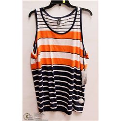 MENS SIZE 3 XLARGE ATHLETIC TANK ORANGE/BLUE/WHITE