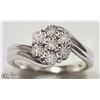 Image 1 : #1-STERLING SILVER DIAMOND FLORAL RING SIZE:7
