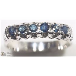 #6-STERLING SILVER 6 SAPPHIRE RING SIZE:7