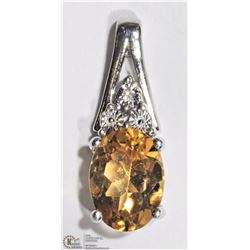 #7-STERLING SILVER CITRINE AND 3 DIAMOND