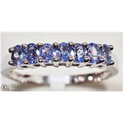 #9-STERLING SILVER 7 TANZANITE (1.05CT)RING SIZE:9