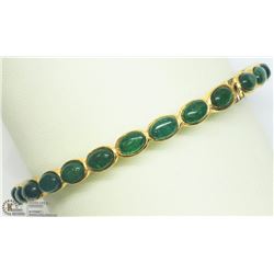 #15-STERLING SILVER GOLD PLATED GREEN AGATE