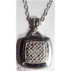 #20-STERLING SILVER DIAMOND (0.10CT) SQUARE