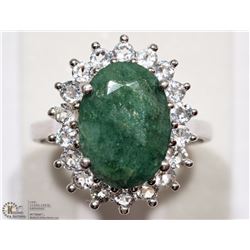 #25-STERLING SILVER EMERALD (7.5CT) AND WHITE