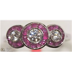 #28-STERLING SILVER RUBY (0.75CT) FLORAL DESIGN