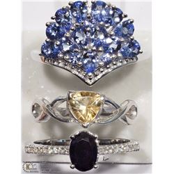 #34-SET OF 3 STERLING SILVER CITRINE, GARNET AND