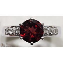 #38-STERLING SILVER GARNET AND WHITE