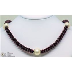 #42-STERLING SILVER GARNET BEAD AND