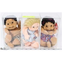 THREE CHILDREN TY BEANIE KIDS IN HARD PLASTIC