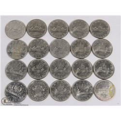 LOT OF 20 CANADIAN ONE DOLLAR COINS